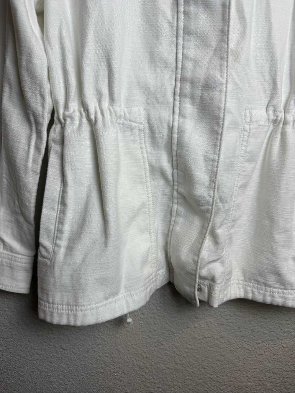 J.Crew Women’s White Cotton Utility Field Jacket Drawstring Waist Full Zip SizeS - Picture 4 of 14